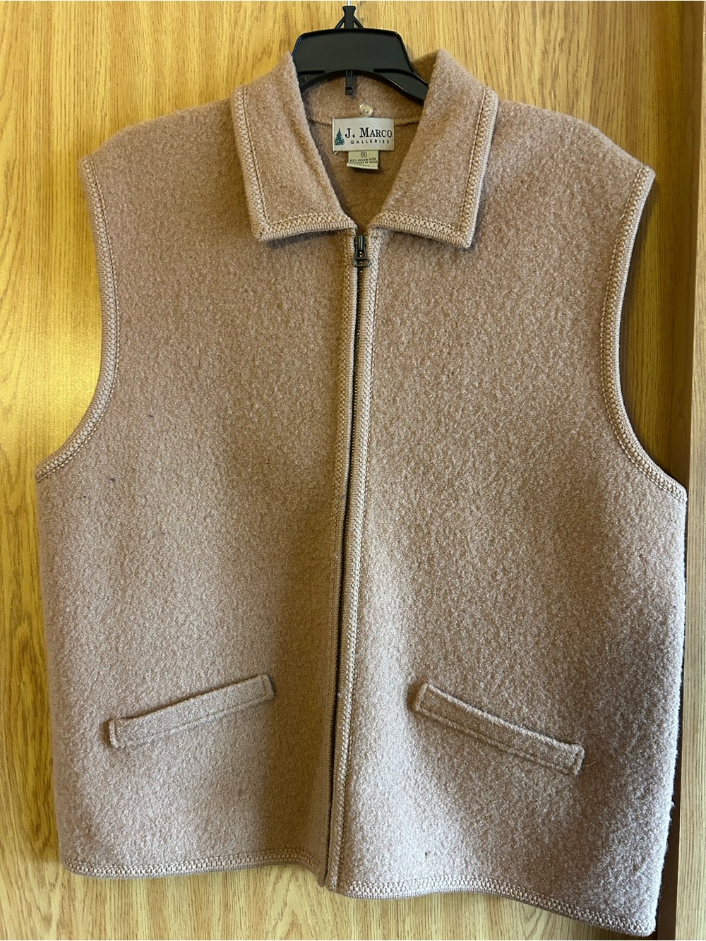 Women’s Tan Wool Zip-Front Vest